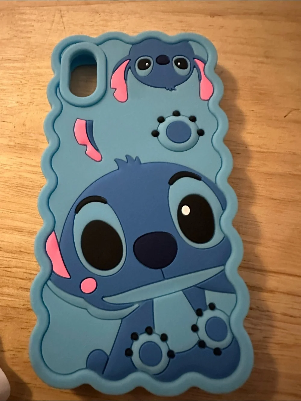 Stitch Silicone Phone Case - Blue with Pink Accents